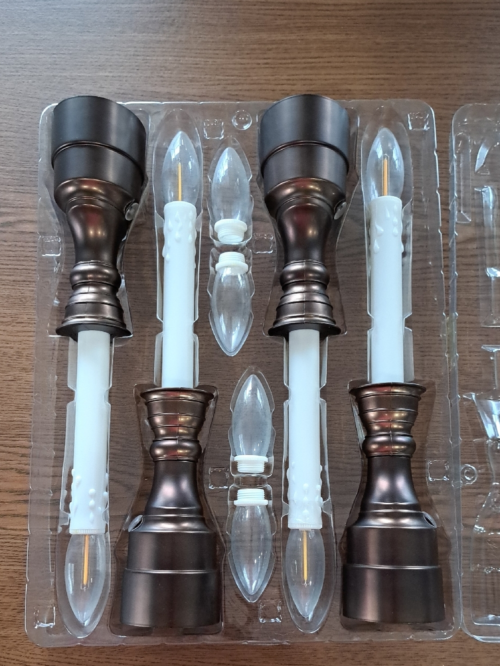 Bethlehem Lights Bronze-Tone Electric Candle Holders with White LED Tapers